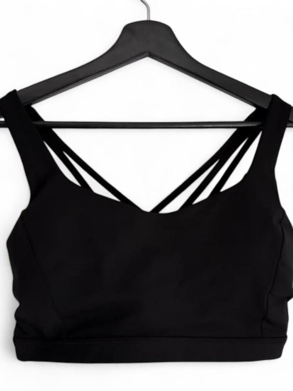 lululemon athletica Black Strappy Crop Top sports bra yoga bralette xl 14 us